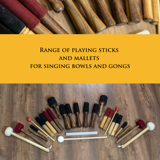 Range of mallets for singing bowls