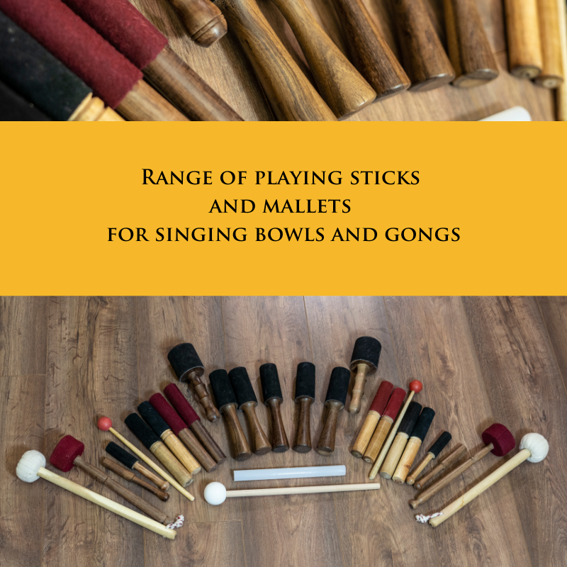 Range of mallets for singing bowls